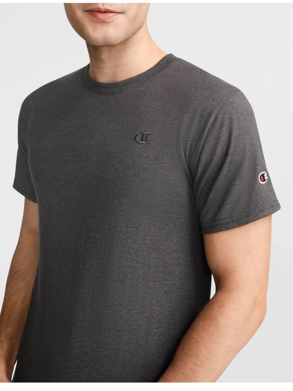 Champion Short Sleeve Crewneck Tee in Charcoal Gray
